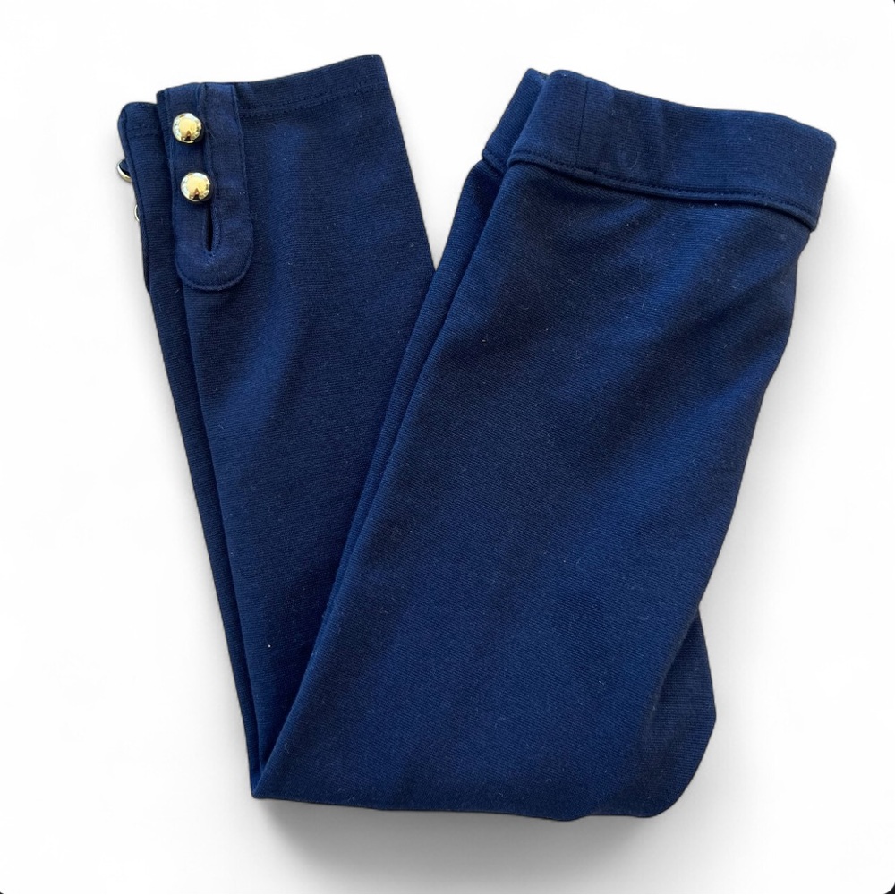JANIE AND JACK Gold Button Cuff Ponte Pant, Navy Blue, 3T